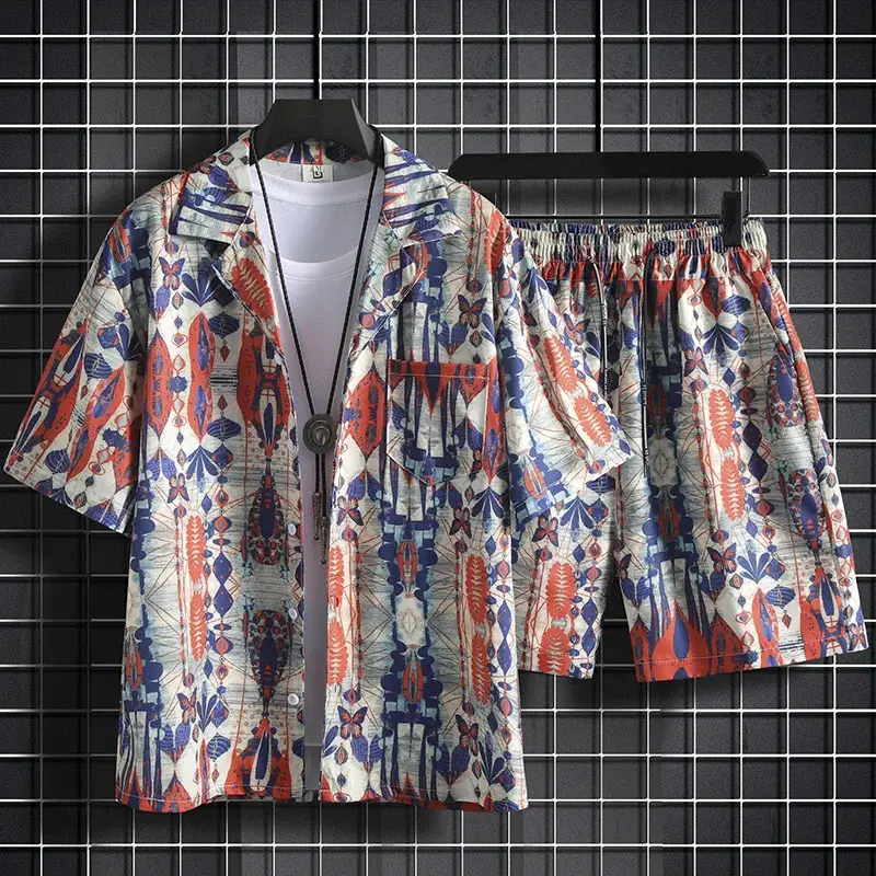 Men Summer Floral Ice Silk Beach Suit Sanya Travel — feature 7