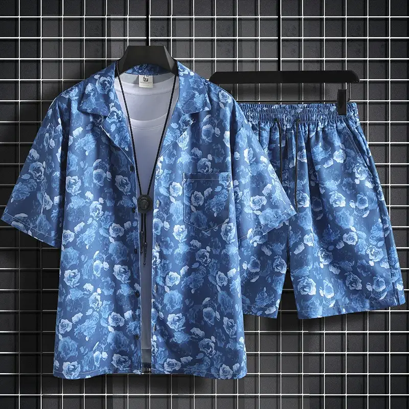 Men Summer Floral Ice Silk Beach Suit Sanya Travel — feature 8