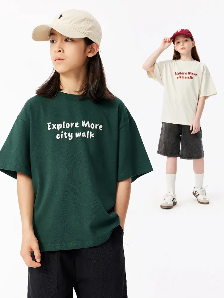 Green Embroidered T-Shirt for Girls Boys Summer Casual - Image 3
