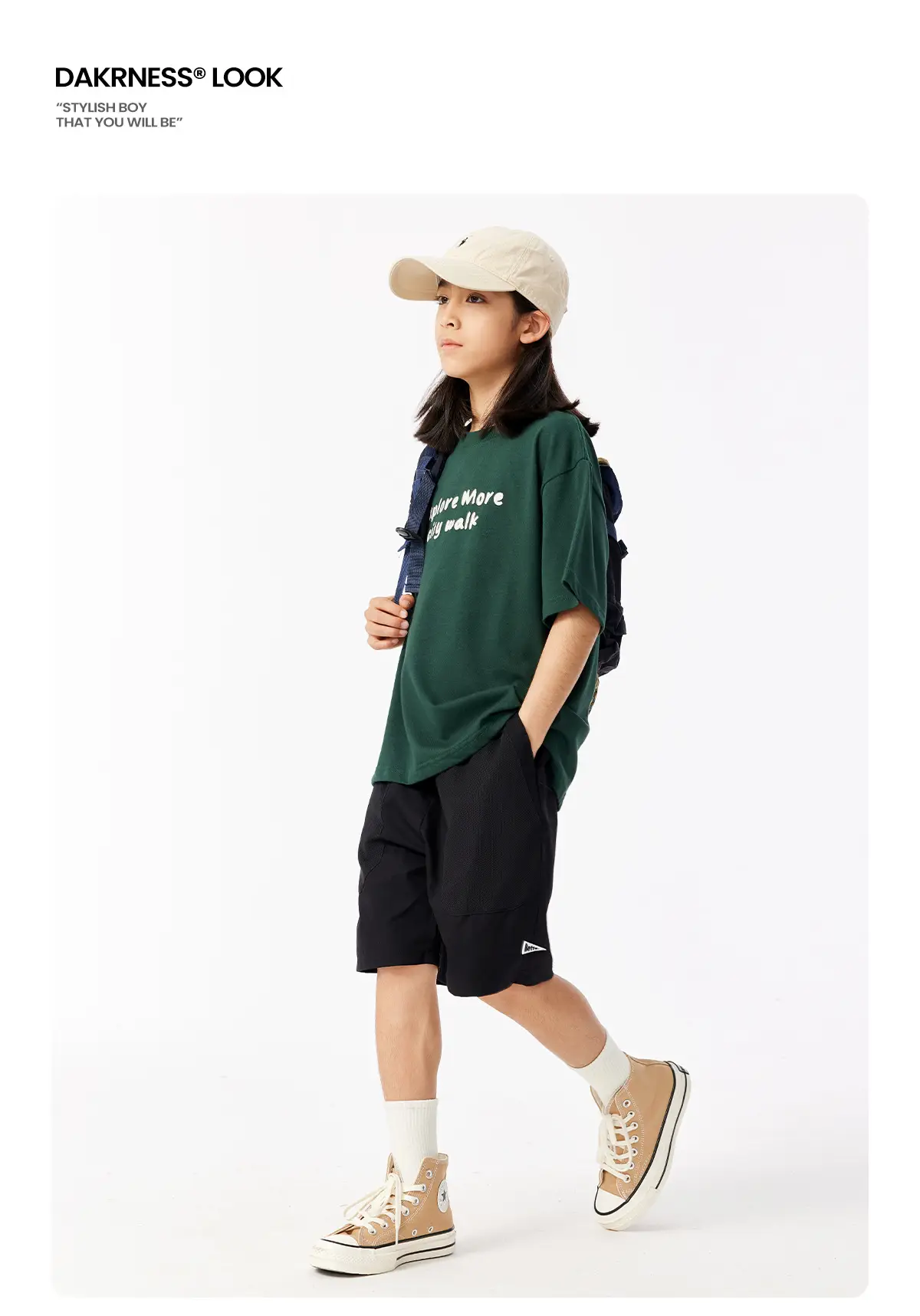 Green Embroidered T-Shirt for Girls Boys Summer Casual — feature 14