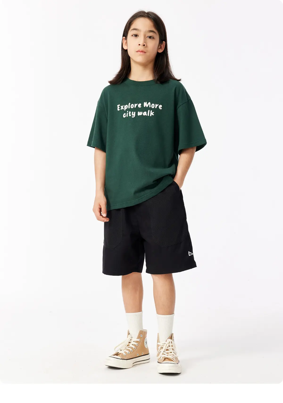Green Embroidered T-Shirt for Girls Boys Summer Casual — feature 15