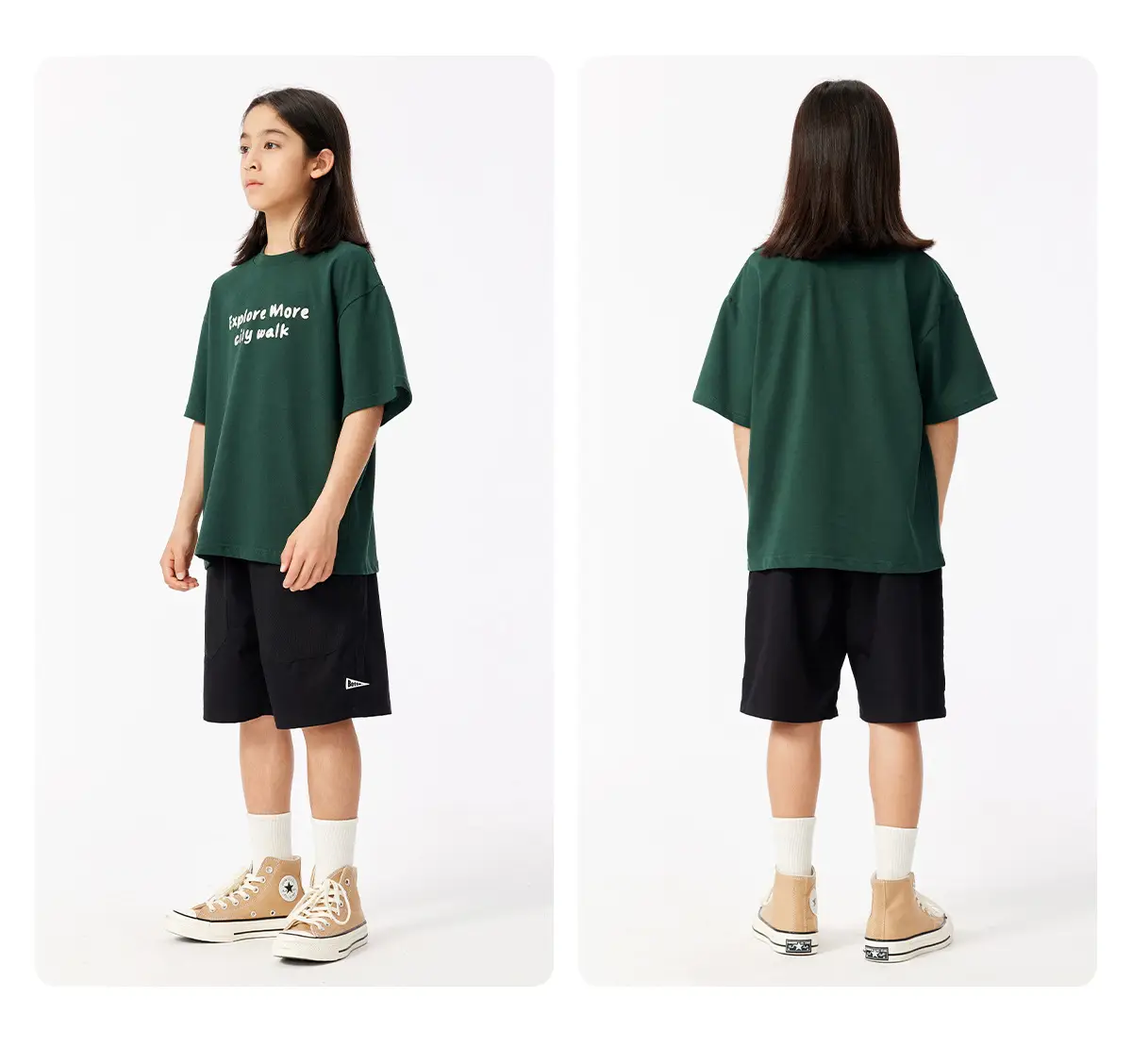 Green Embroidered T-Shirt for Girls Boys Summer Casual — feature 16