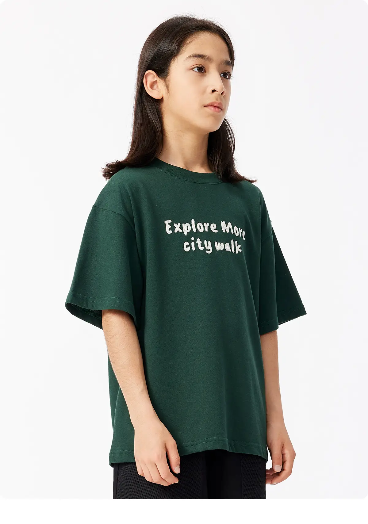 Green Embroidered T-Shirt for Girls Boys Summer Casual — feature 19