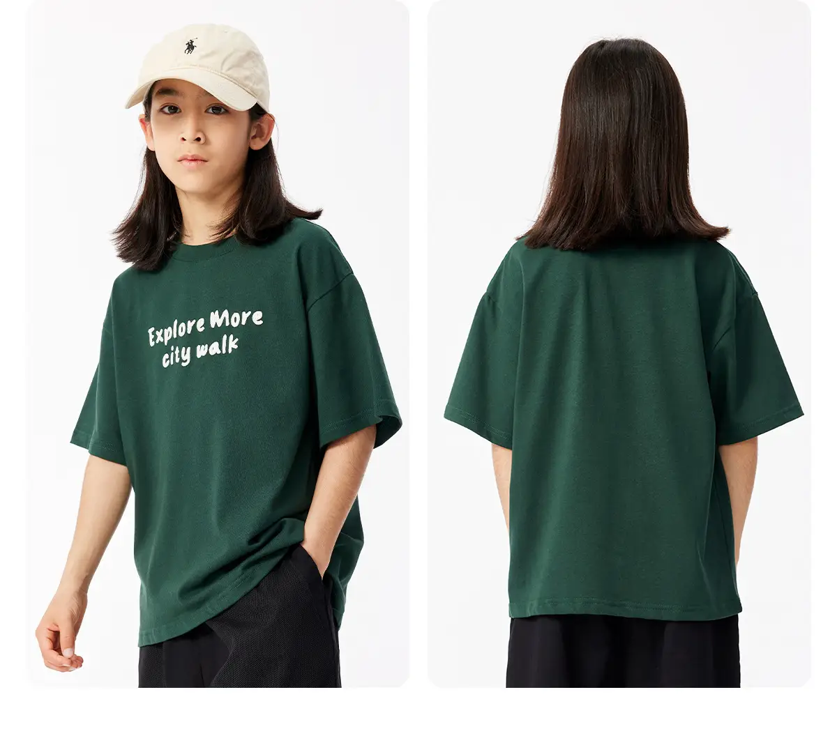 Green Embroidered T-Shirt for Girls Boys Summer Casual — feature 20