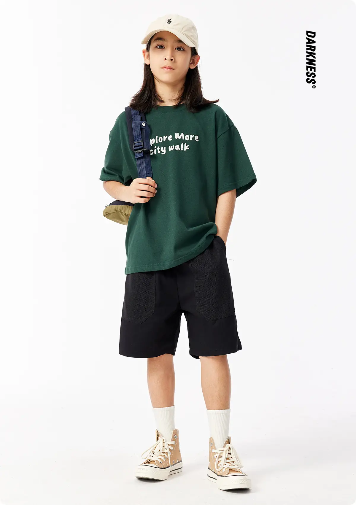 Green Embroidered T-Shirt for Girls Boys Summer Casual — feature 3
