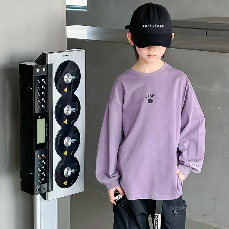 Purple Finger Print Long Sleeve T-Shirt for Boys 2024 - Image 3