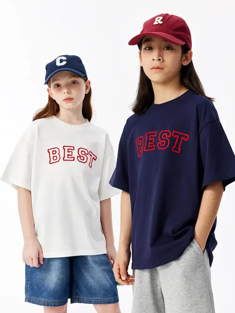Girls Boys Cotton T-Shirt Red "BEST" Print - Image 5