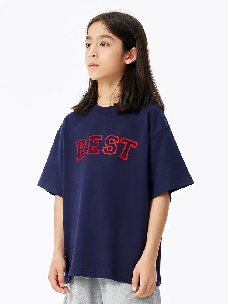 Girls Boys Cotton T-Shirt Red "BEST" Print - Image 6