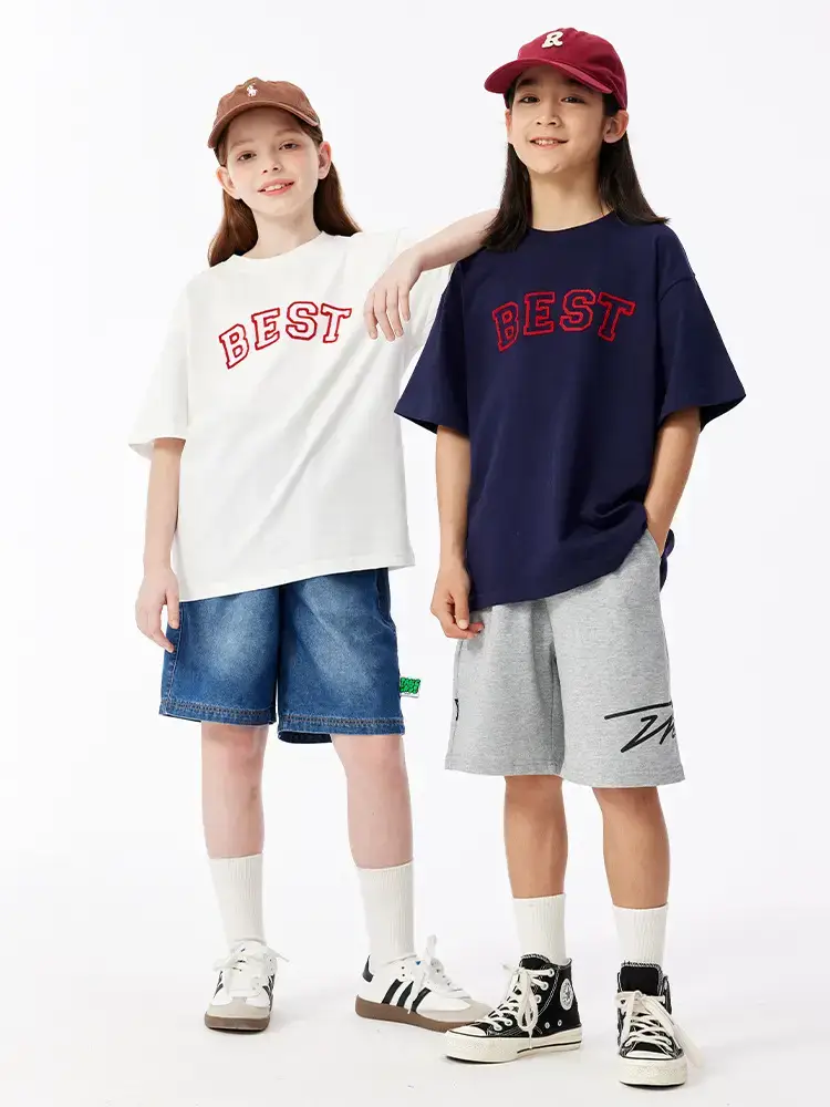 Girls Boys Cotton T-Shirt Red "BEST" Print - Image 9