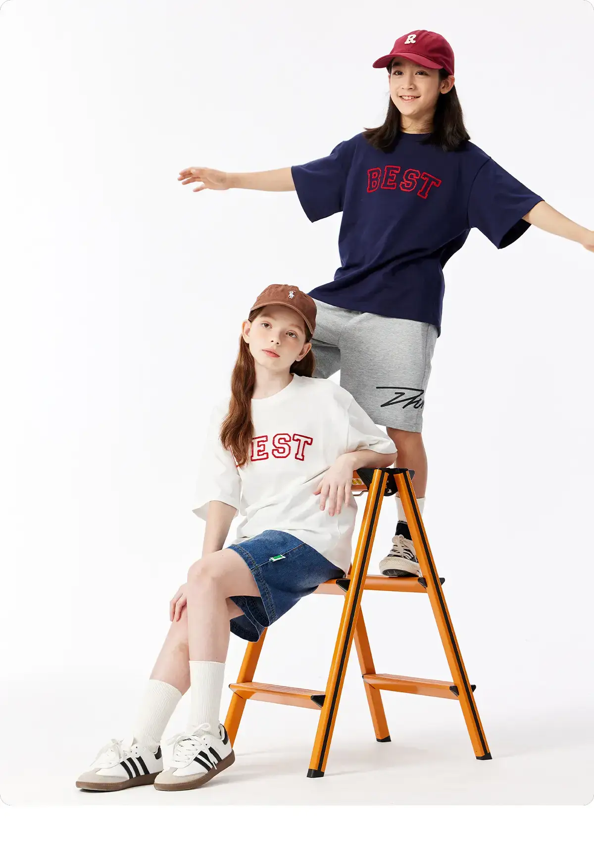 Girls Boys Cotton T-Shirt Red "BEST" Print — feature 16