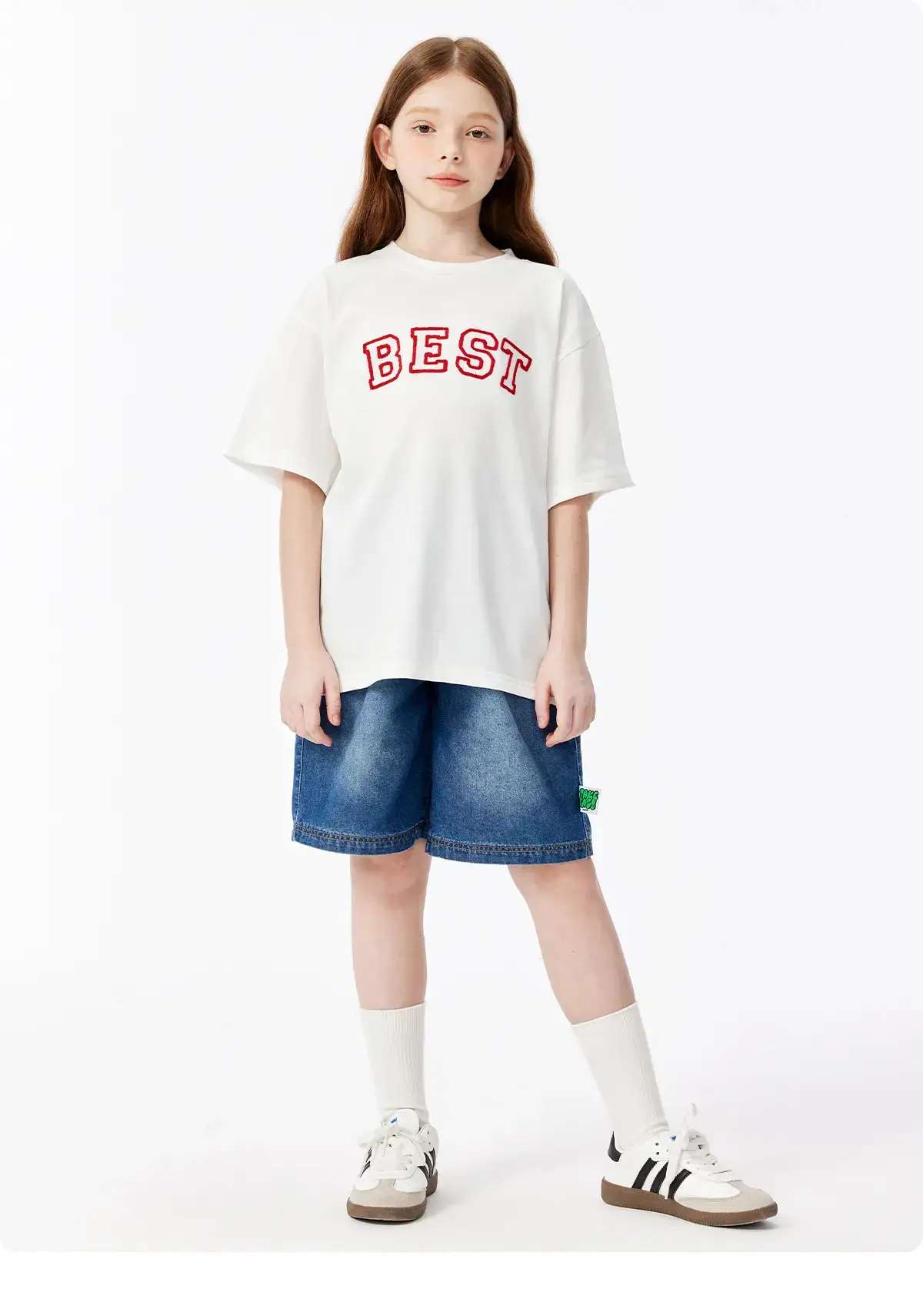 Girls Boys Cotton T-Shirt Red "BEST" Print — feature 21
