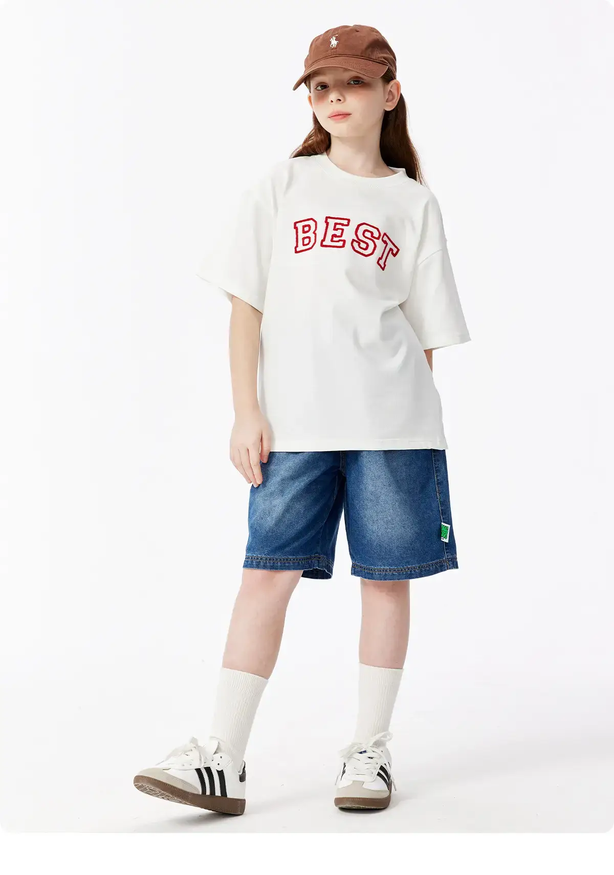 Girls Boys Cotton T-Shirt Red "BEST" Print — feature 22