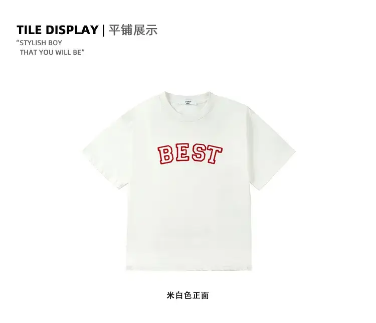 Girls Boys Cotton T-Shirt Red "BEST" Print — feature 27