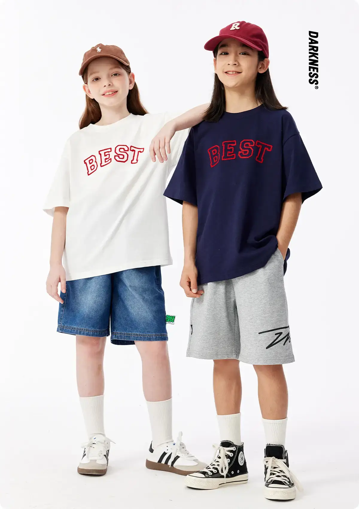 Girls Boys Cotton T-Shirt Red "BEST" Print — feature 3