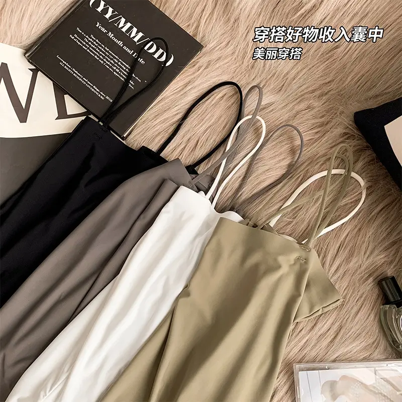 Ice Silk seamless small camisole women's summer thin non-chest pad inner wear beauty back base anti-exposure tube top off-shoulder