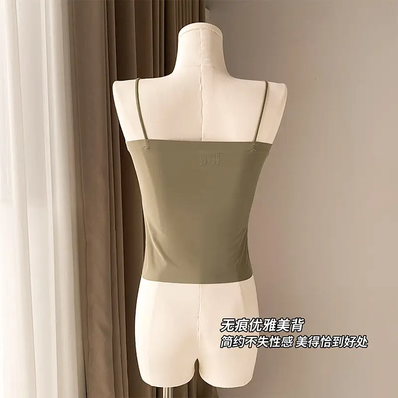 Ice Silk seamless small camisole women's summer thin non-chest pad inner wear beauty back base anti-exposure tube top off-shoulder