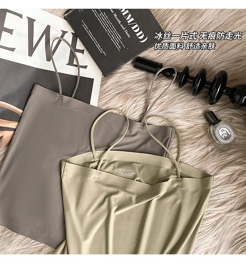 Ice Silk seamless small camisole women's summer thin non-chest pad inner wear beauty back base anti-exposure tube top off-shoulder — feature 18