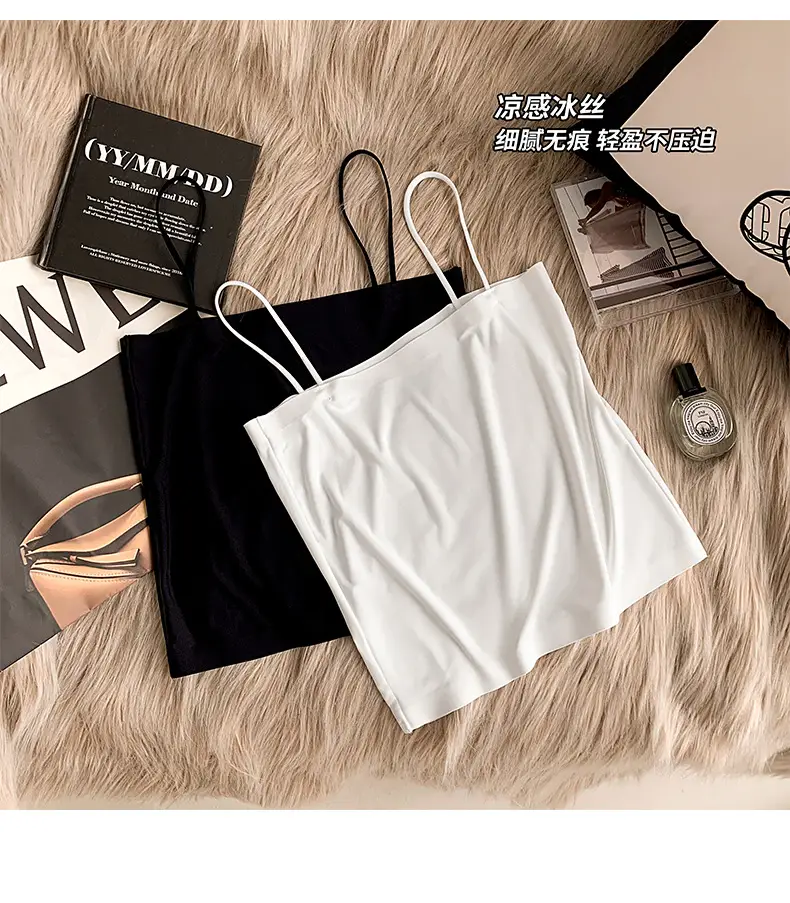 Ice Silk seamless small camisole women's summer thin non-chest pad inner wear beauty back base anti-exposure tube top off-shoulder — feature 19