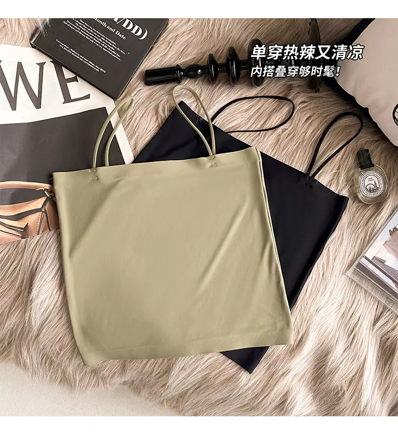 Ice Silk seamless small camisole women's summer thin non-chest pad inner wear beauty back base anti-exposure tube top off-shoulder — feature 3