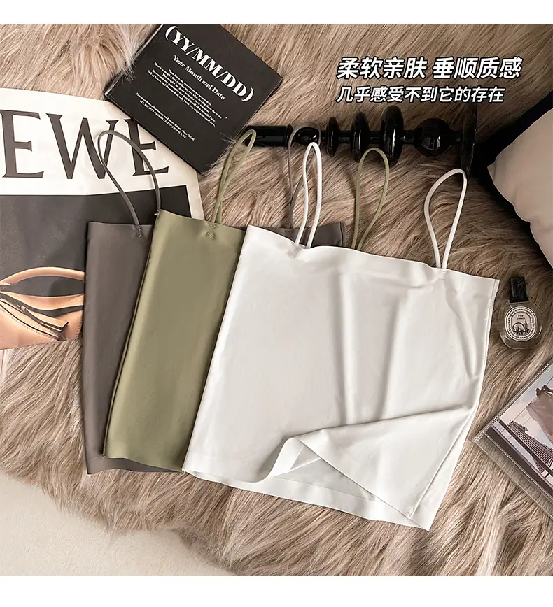 Ice Silk seamless small camisole women's summer thin non-chest pad inner wear beauty back base anti-exposure tube top off-shoulder — feature 5