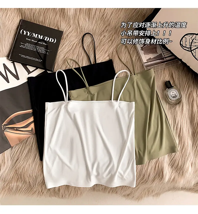 Ice Silk seamless small camisole women's summer thin non-chest pad inner wear beauty back base anti-exposure tube top off-shoulder — feature 6