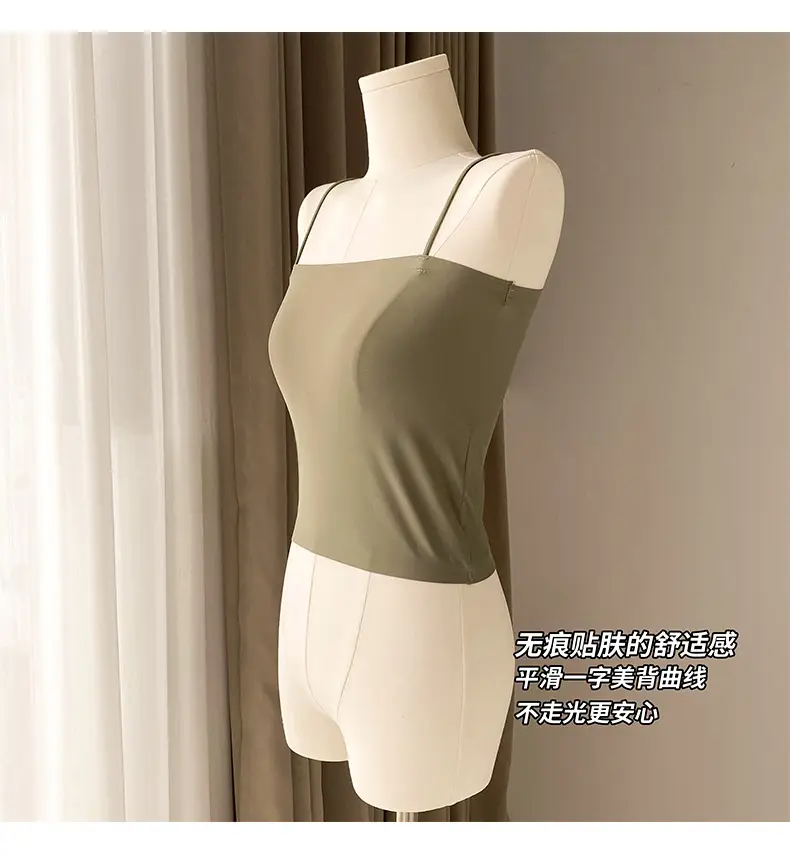 Ice Silk seamless small camisole women's summer thin non-chest pad inner wear beauty back base anti-exposure tube top off-shoulder — feature 8
