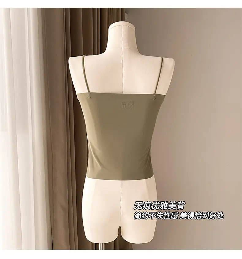 Ice Silk seamless small camisole women's summer thin non-chest pad inner wear beauty back base anti-exposure tube top off-shoulder — feature 9