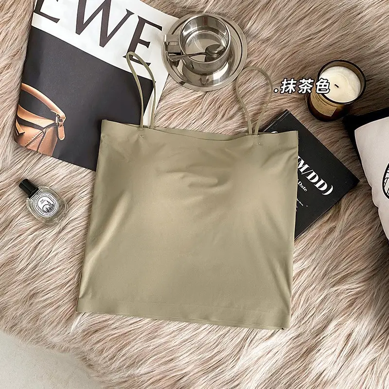 Ice Silk seamless small camisole women's summer thin non-chest pad inner wear beauty back base anti-exposure tube top off-shoulder