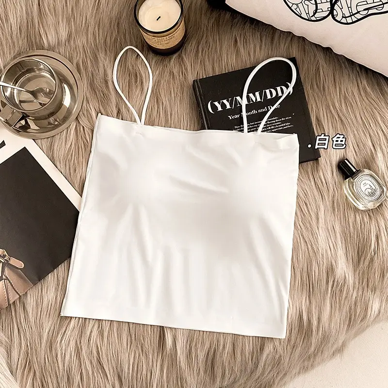 Ice Silk seamless small camisole women's summer thin non-chest pad inner wear beauty back base anti-exposure tube top off-shoulder
