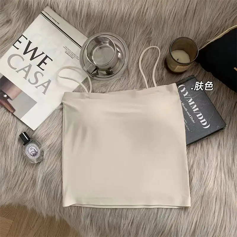 Ice Silk seamless small camisole women's summer thin non-chest pad inner wear beauty back base anti-exposure tube top off-shoulder