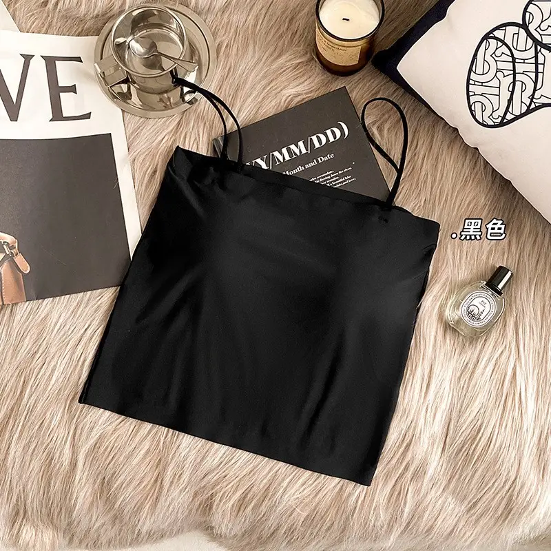 Ice Silk seamless small camisole women's summer thin non-chest pad inner wear beauty back base anti-exposure tube top off-shoulder