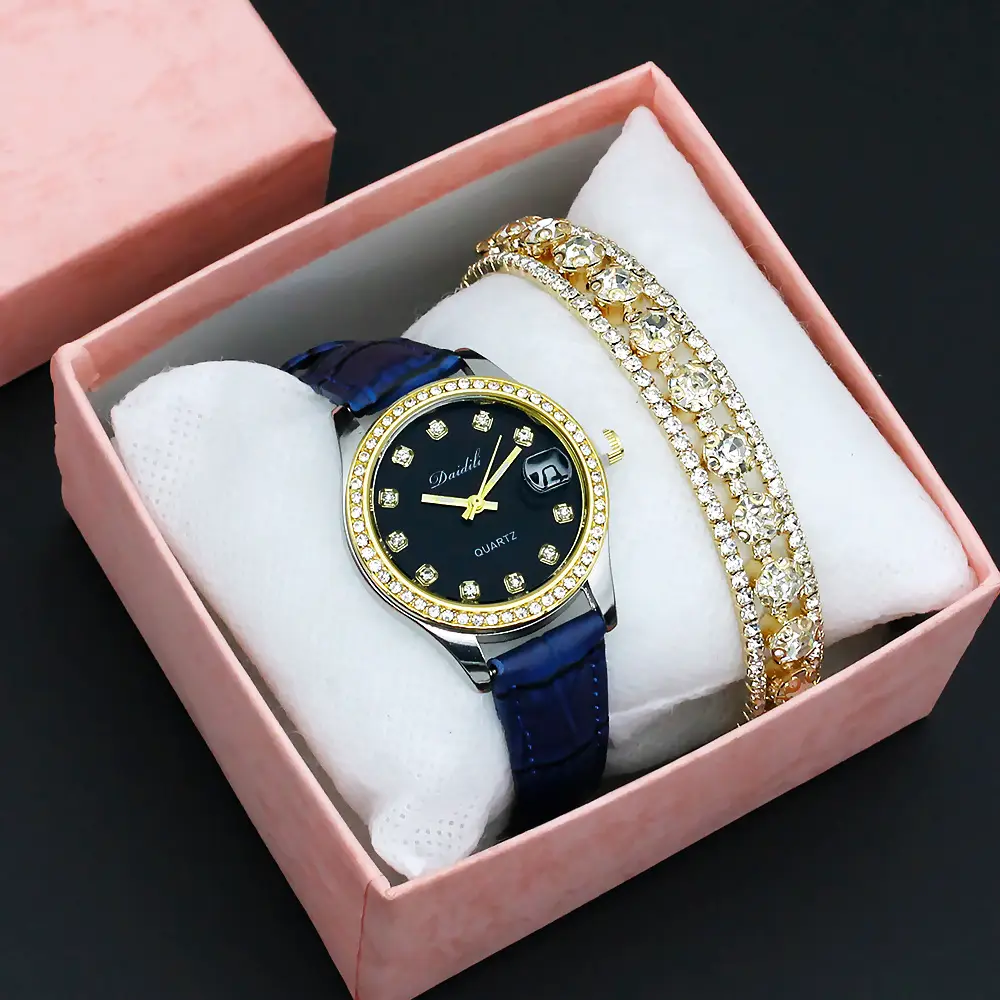 Women's 12 Diamond Watch with Gold Bracelet Set — feature 11