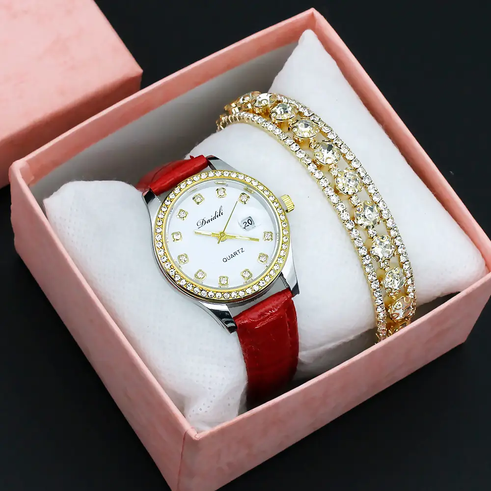 Women's 12 Diamond Watch with Gold Bracelet Set — feature 4