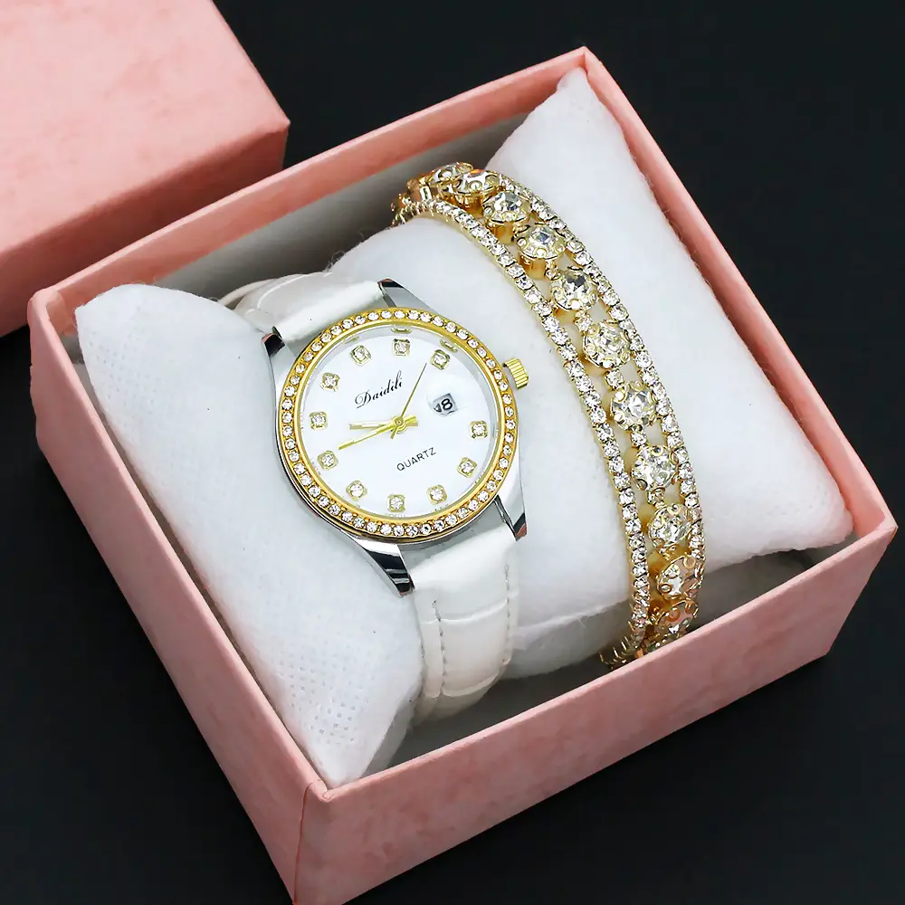 Women's 12 Diamond Watch with Gold Bracelet Set — feature 6