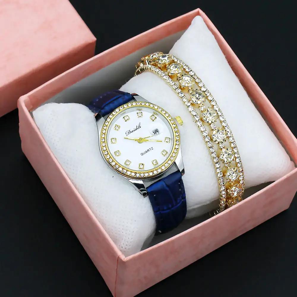 Women's 12 Diamond Watch with Gold Bracelet Set — feature 8