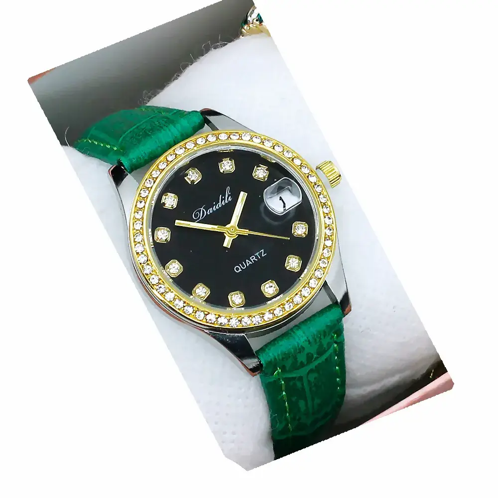 Women's Gold Diamond Watch Set White Strap Bracele - Image 15