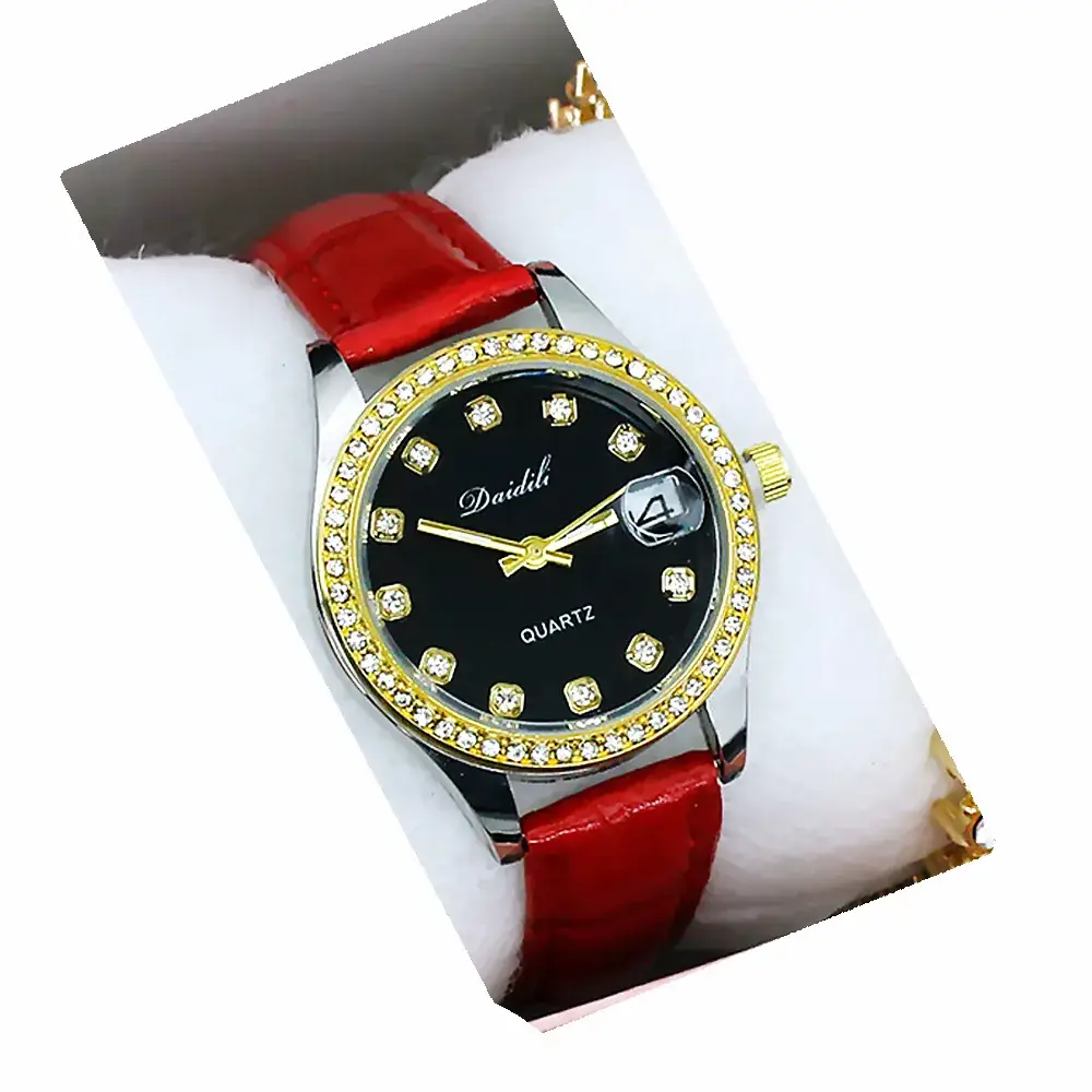 Women's Gold Diamond Watch Set White Strap Bracele - Image 16
