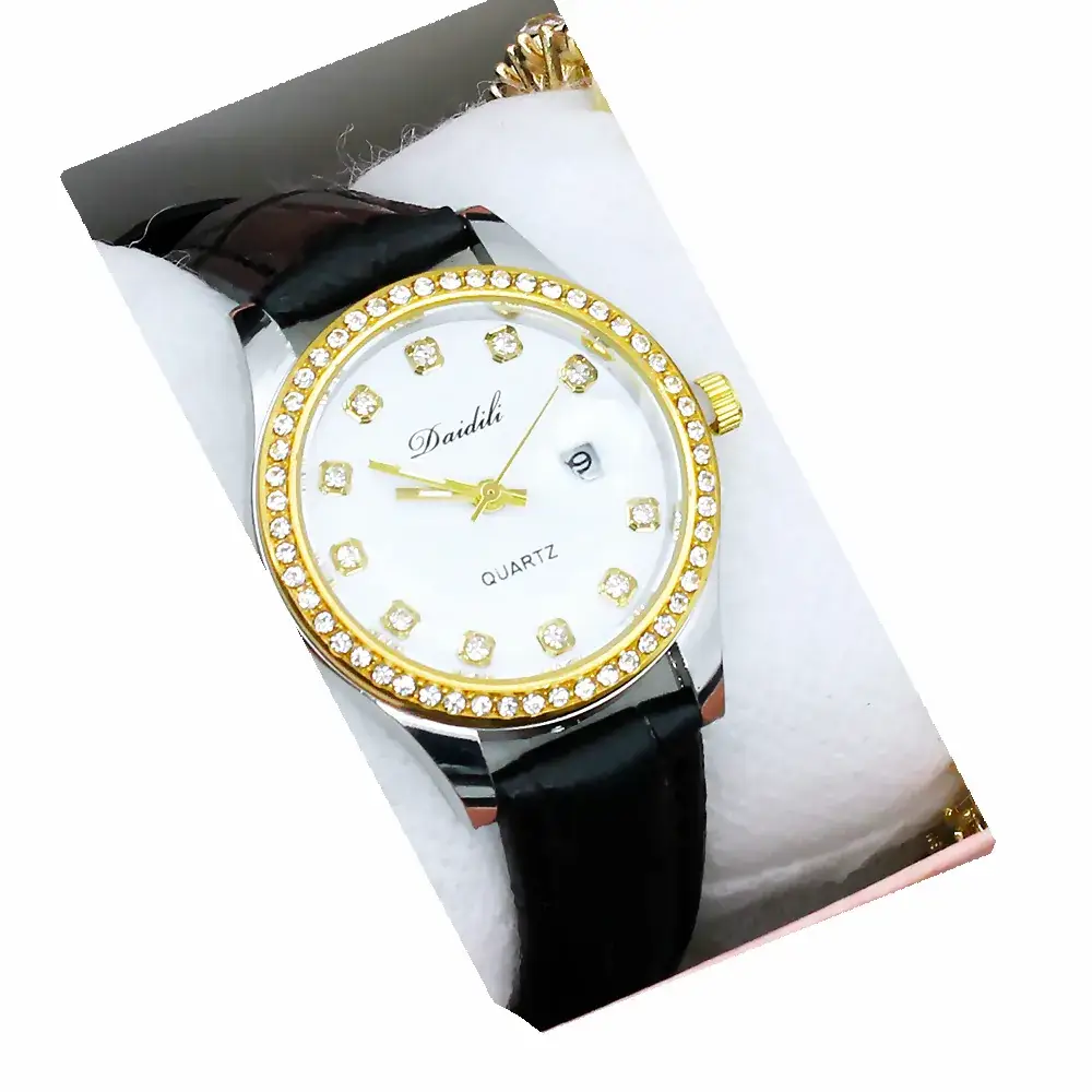 Women's Gold Diamond Watch Set White Strap Bracele - Image 19