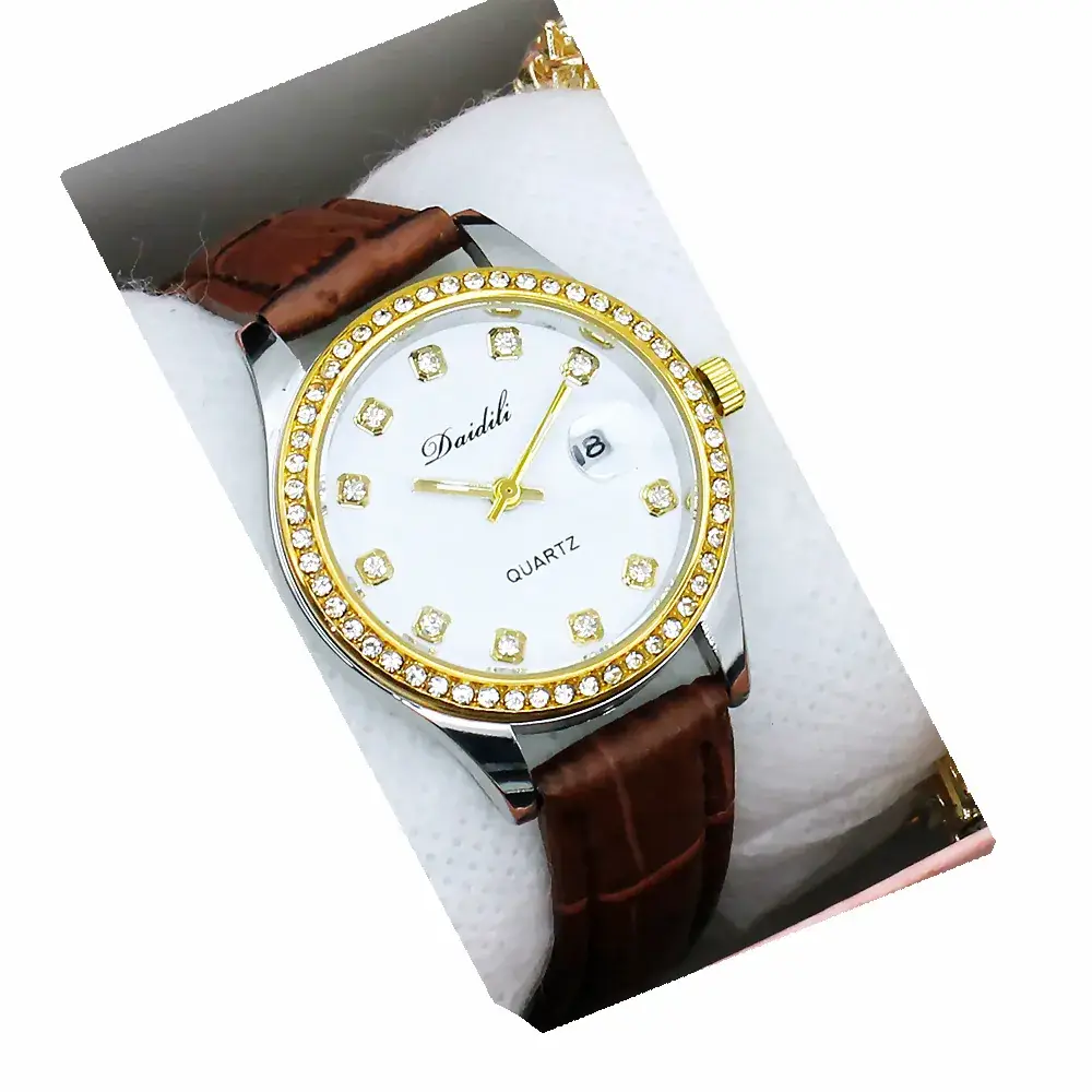 Women's Gold Diamond Watch Set White Strap Bracele - Image 20