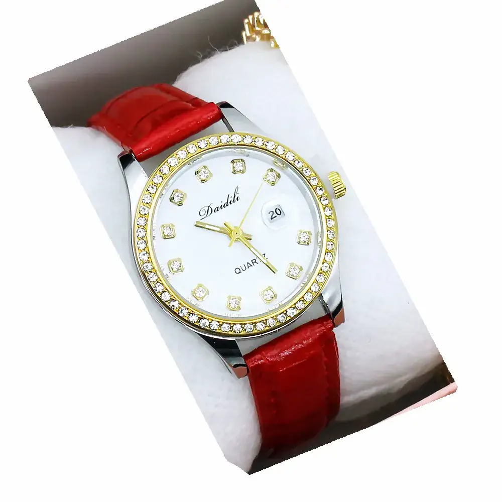 Women's Gold Diamond Watch Set White Strap Bracele - Image 22