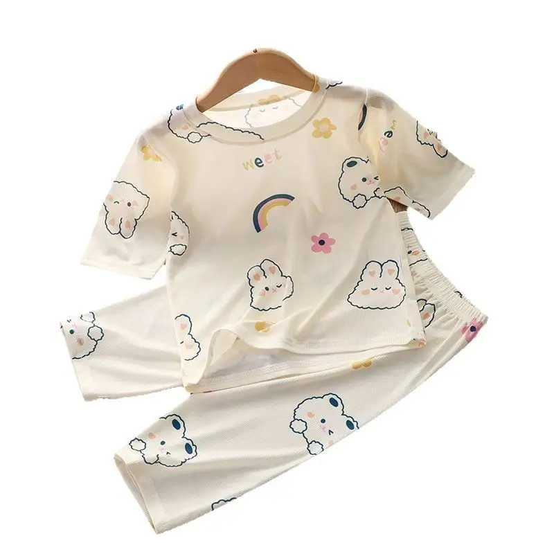 New children's pajamas summer suit cartoon printing boys thin short sleeve girls home clothes children's clothing wholesale