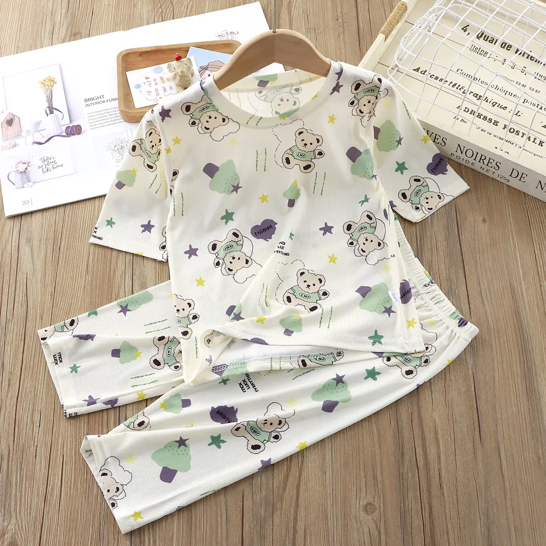 New children's pajamas summer suit cartoon printing boys thin short sleeve girls home clothes children's clothing wholesale — feature 14