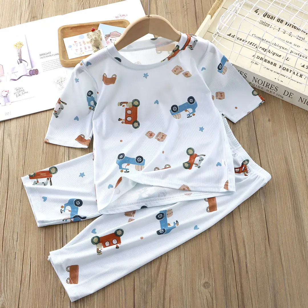 New children's pajamas summer suit cartoon printing boys thin short sleeve girls home clothes children's clothing wholesale — feature 17