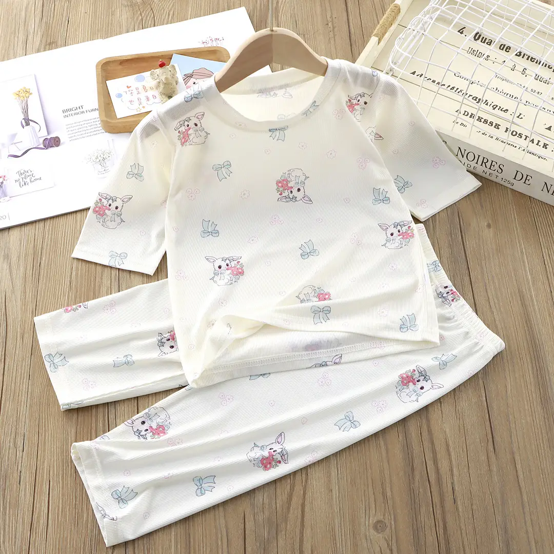 New children's pajamas summer suit cartoon printing boys thin short sleeve girls home clothes children's clothing wholesale — feature 19