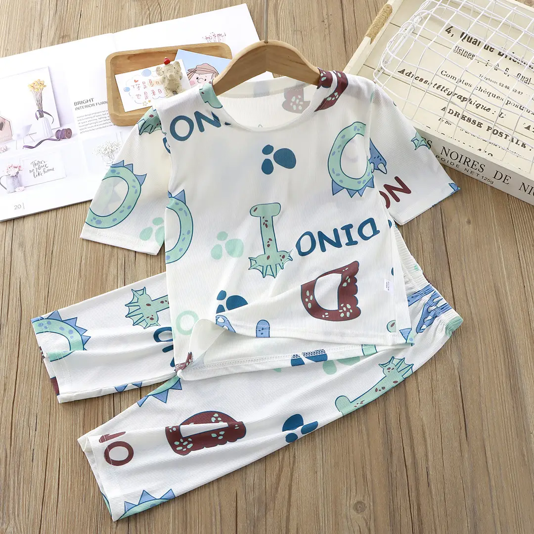 New children's pajamas summer suit cartoon printing boys thin short sleeve girls home clothes children's clothing wholesale — feature 20