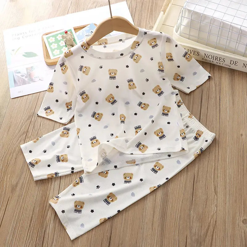 New children's pajamas summer suit cartoon printing boys thin short sleeve girls home clothes children's clothing wholesale — feature 21