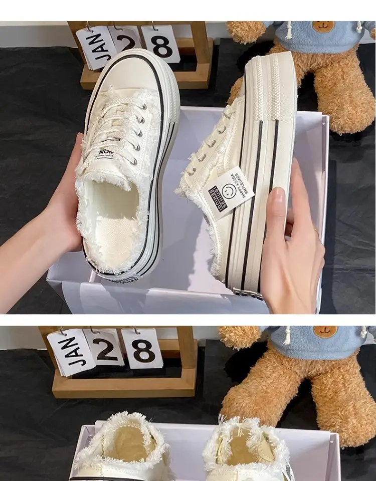 Women's Black Canvas Slip-On Mules White Sole — feature 20