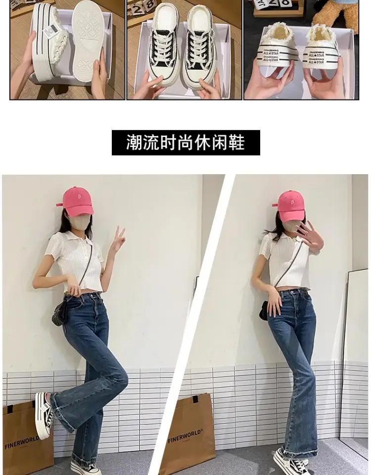 Women's Black Canvas Slip-On Mules White Sole — feature 7