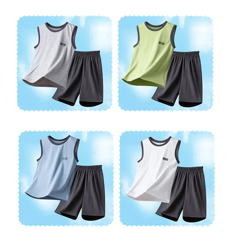 Children's Sleeveless Vest Light Blue Summer Wear — feature 12