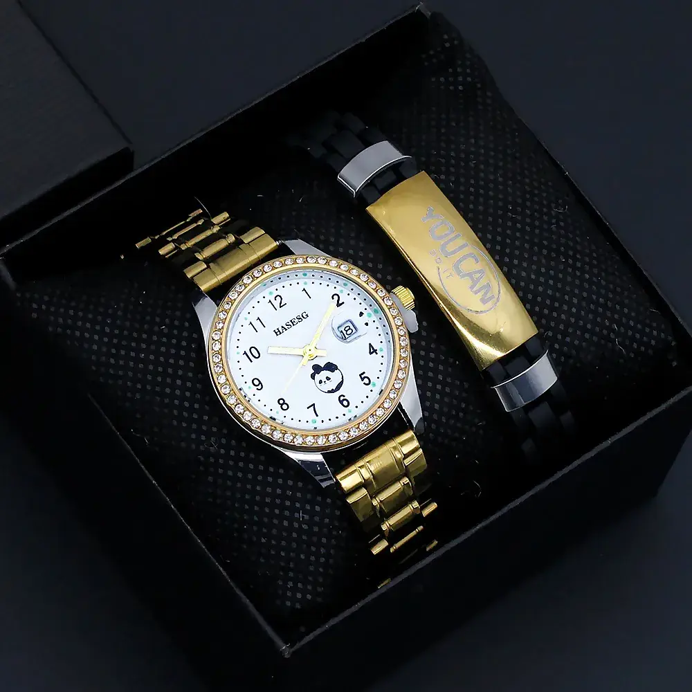 Women's Quartz Watch with Gold Dial Steel Strap - Image 3